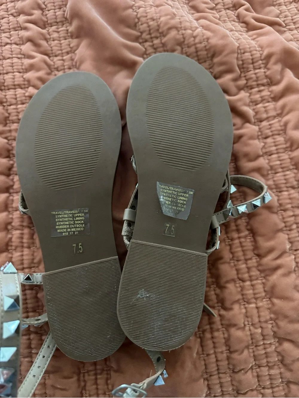 Steve Madden Taupe Studded Ankle-Strap Flat Sandals - Picture 3 of 3